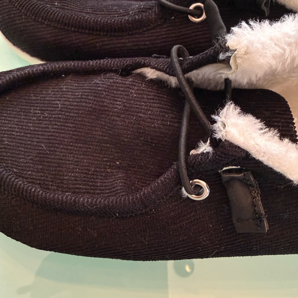 Black Corduroy Fur-Lined Shoes
